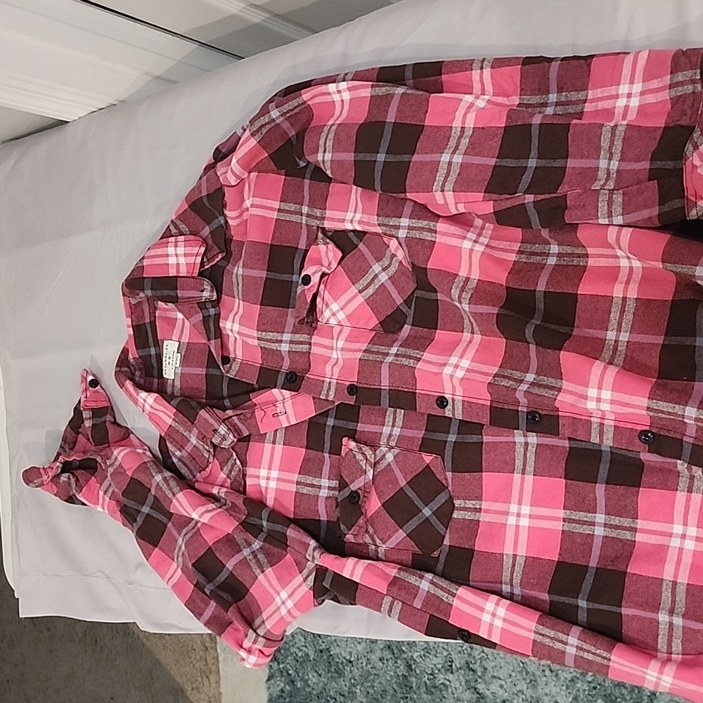 Pink flannel button up